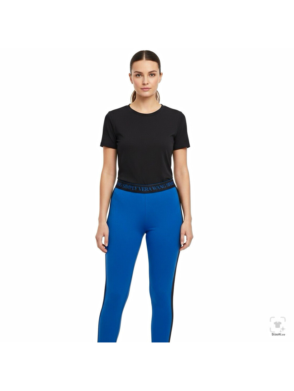Simply Vera Vera Wang Blue/Black Colorblock Ankle Leggings Women's XL